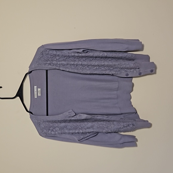 Van Heusen Purple button up Cardigan with Lace - Picture 1 of 6